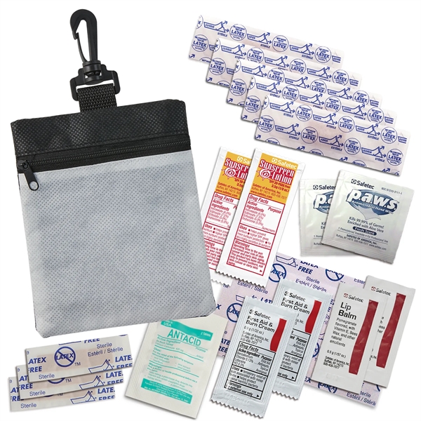 First Aid kit in RPET pouch with clip with multiple contents... from ASI 52840 Evans Manufacturing