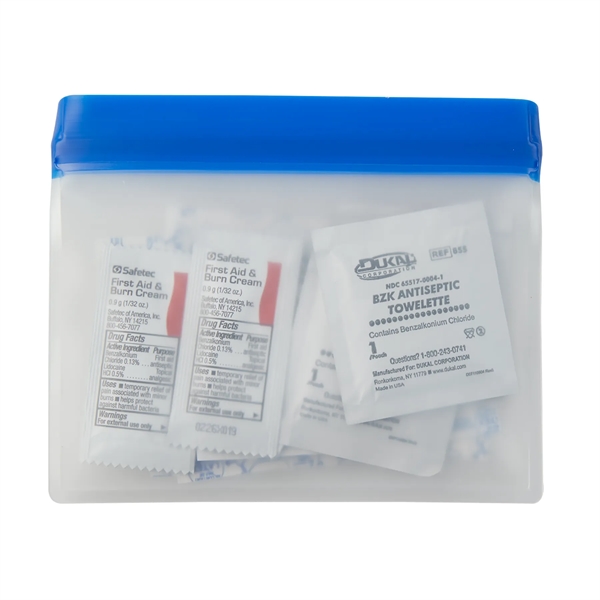 Water resistant first aid kit pouch with a zip-lock closure contains... from ASI 52840 Evans Manufacturing
