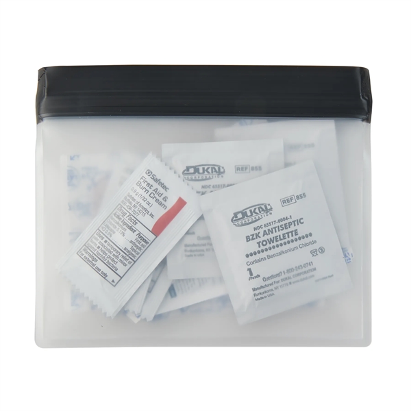 Water resistant first aid kit pouch with a zip-lock closure contains... from ASI 52840 Evans Manufacturing