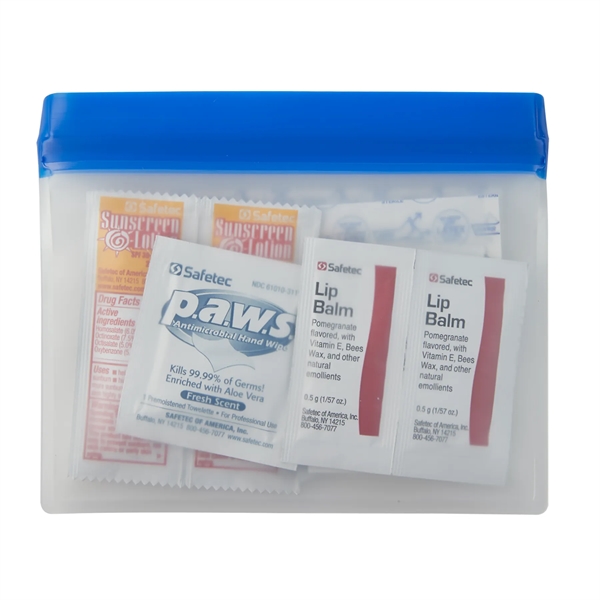 Event first aid kit in pouch with bandages, sunscreen, antimicrobial wipes,... from ASI 52840 Evans Manufacturing