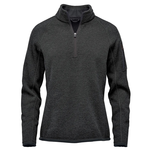 Women's pullover with a 1/4 zip design, brushed interior, zippered sleeve... from ASI 61125 Hit Promotional Products / Hit®