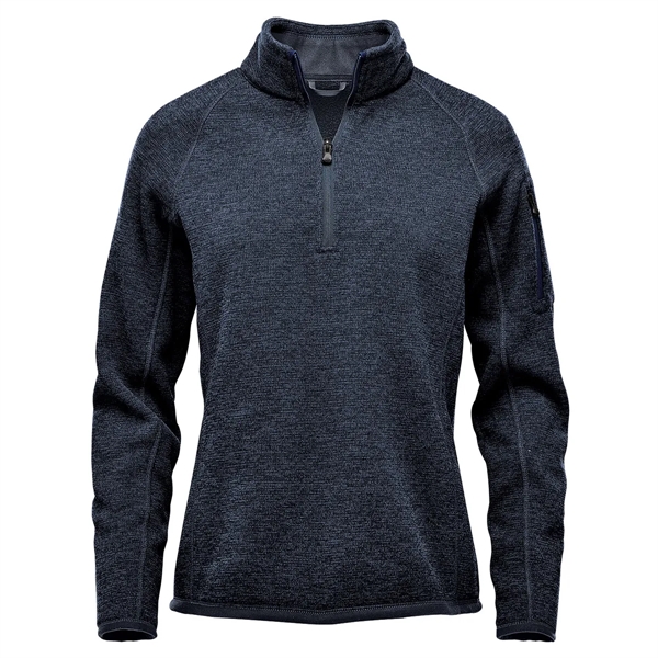 Women's pullover with a 1/4 zip design, brushed interior, zippered sleeve... from ASI 61125 Hit Promotional Products / Hit®