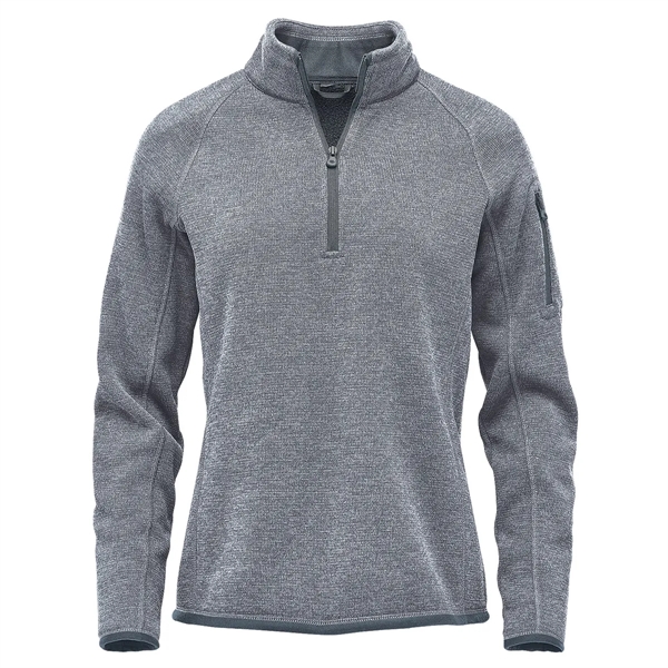 Women's pullover with a 1/4 zip design, brushed interior, zippered sleeve... from ASI 61125 Hit Promotional Products / Hit®