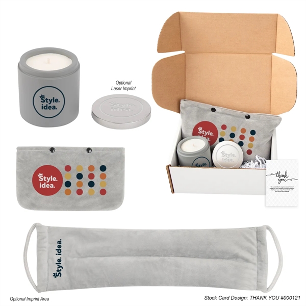 Pamper-me set with a candle, neck and shoulder wrap, mailer box,... from ASI 61125 Hit Promotional Products / Hit®