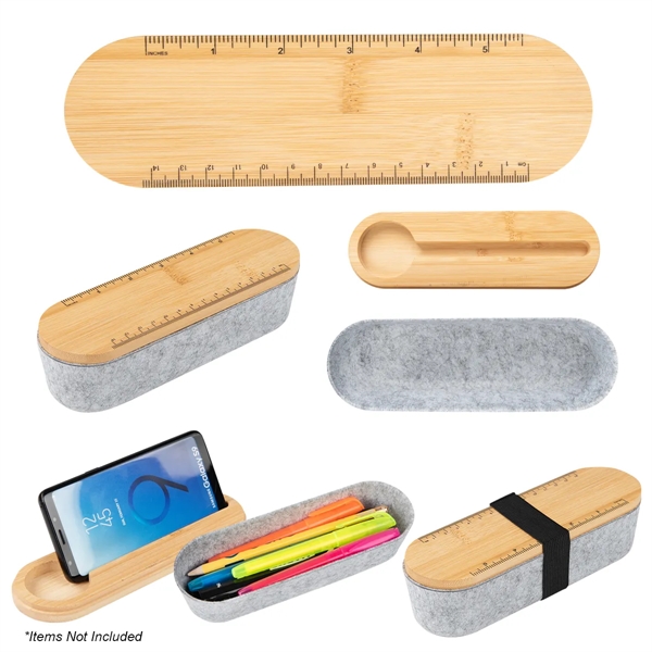 RPET pencil box with lid, elastic band, phone stand and inch/centimeter... from ASI 61125 Hit Promotional Products / Hit®