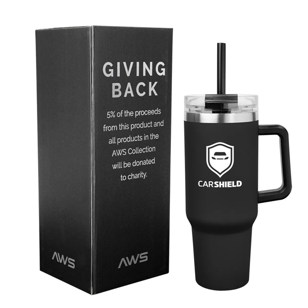 40 ounce stainless steel tumbler with a handle, double-wall construction, lid,... from ASI 61125 Hit Promotional Products / Hit®