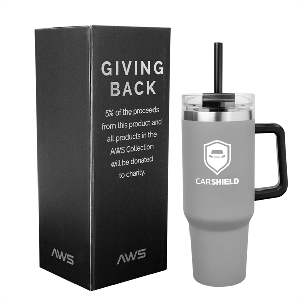 40 ounce stainless steel tumbler with a handle, double-wall construction, lid,... from ASI 61125 Hit Promotional Products / Hit®