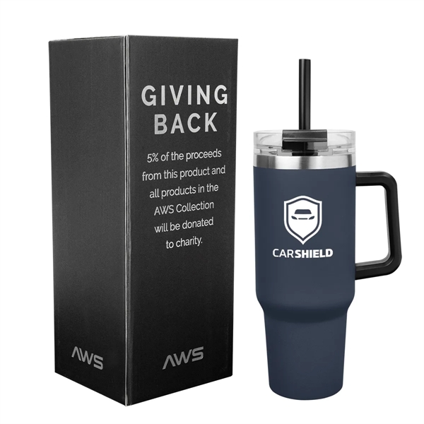 40 ounce stainless steel tumbler with a handle, double-wall construction, lid,... from ASI 61125 Hit Promotional Products / Hit®