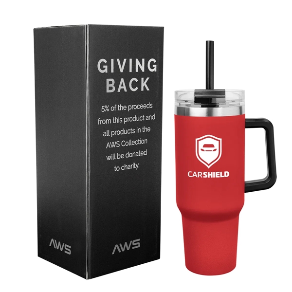 40 ounce stainless steel tumbler with a handle, double-wall construction, lid,... from ASI 61125 Hit Promotional Products / Hit®