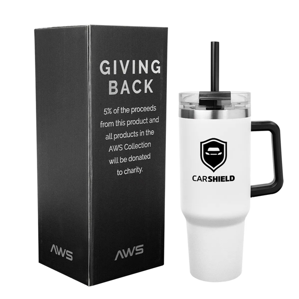 40 ounce stainless steel tumbler with a handle, double-wall construction, lid,... from ASI 61125 Hit Promotional Products / Hit®