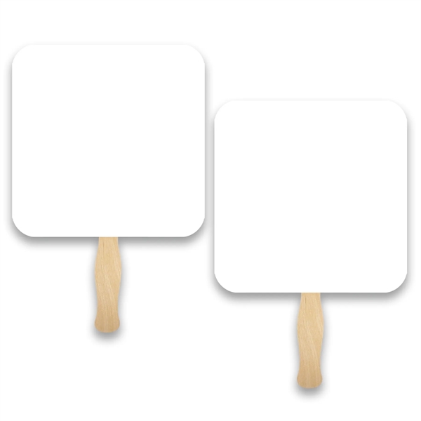 Sandwich style stock shape Square hand fan with wood handle attached... from ASI 93520 Ventura Inc