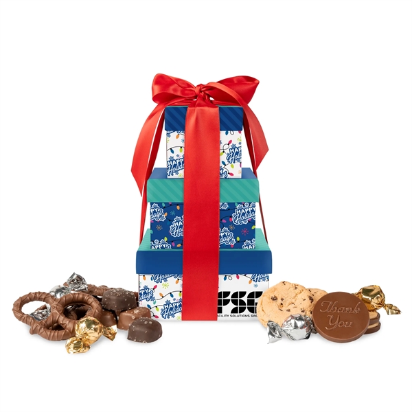 Sea salt caramels, chocolate covered pretzels, delectable cookies, truffles in gift... from ASI 44900 NC Custom (CI/Lanco) / Chocolate Inn