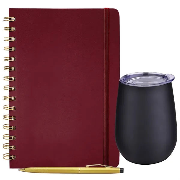 New Hire Gfit Set:  10oz Stainless Steel Sipper, PU Leather... from ASI 80060 VisionUSA