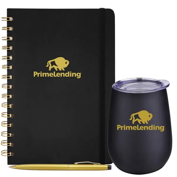 New Hire Gfit Set:  10oz Stainless Steel Sipper, PU Leather... from ASI 80060 VisionUSA