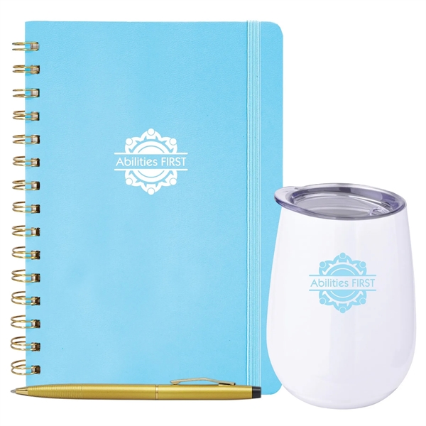 New Hire Gfit Set:  10oz Stainless Steel Sipper, PU Leather... from ASI 80060 VisionUSA