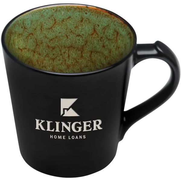 14 oz. ceramic mug with black satin exterior and reactive glaze... from ASI 71920 Moderne Glass Company Inc / Glass America® MB Works Premium Line