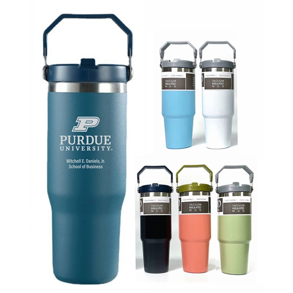30 Oz Flip Straw Vacuum Travel Tumbler w/ Handle... from ASI 72657 Active Life Promo / Active Life