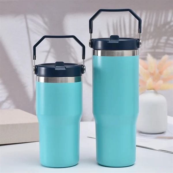 20 Oz Flip Straw Vacuum Travel Tumbler w/ Handle... from ASI 72657 Active Life Promo / Active Life