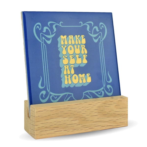 Sublimated Tile with Wood Display Holder... from ASI 72657 Active Life Promo