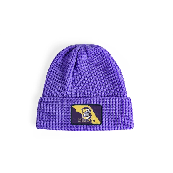 Solid PMS matched waffle knit beanie with a cuff and with... from ASI 45657 Pop! Promos