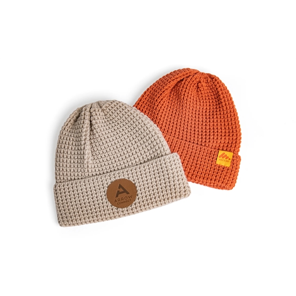 Solid PMS matched waffle knit beanie with a cuff and with... from ASI 45657 Pop! Promos