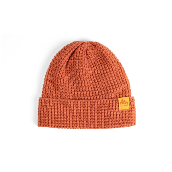 Solid PMS matched waffle knit beanie with a cuff and with... from ASI 45657 Pop! Promos