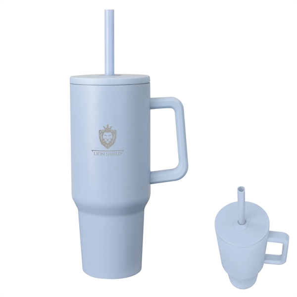 40-ounce stainless steel travel tumbler with a lid, straw hole, straw... from ASI 61125 Hit Promotional Products / Hit®