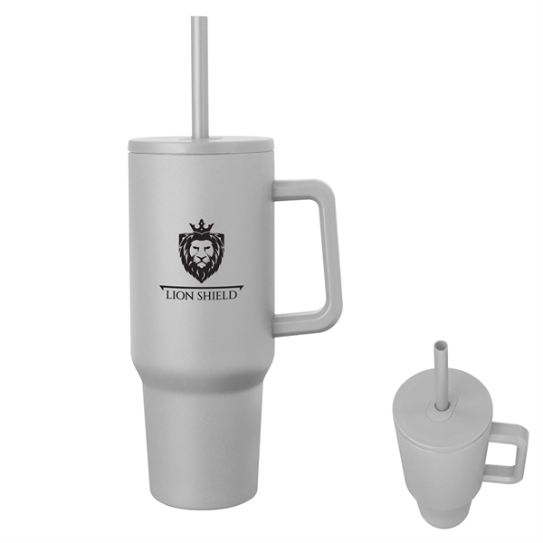 40-ounce stainless steel travel tumbler with a lid, straw hole, straw... from ASI 61125 Hit Promotional Products / Hit®