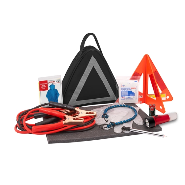 Triangle safety kit. Auto safety kit with compact triangular case, booster... from ASI 63698 Justin Case®