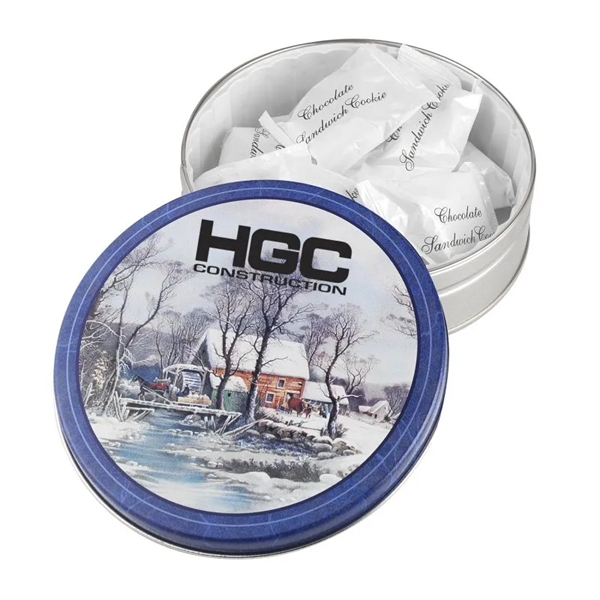 Tin with chocolate covered sandwich cookie... from ASI 44900 NC Custom (CI/Lanco) / Chocolate Inn