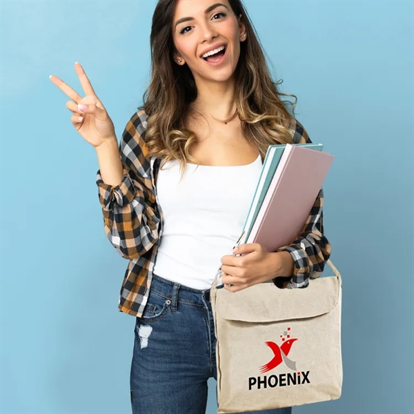 Eco-friendly Natural cotton canvas messenger bag, 13" h x 13" w... from ASI 67557 LimeLight Ent / Limelight USA