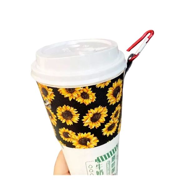 PU leather beverage holder with adjustable pressure button and carabiner, for... from ASI 37218 Athena Promo (tm)