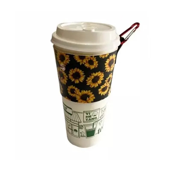 PU leather beverage holder with adjustable pressure button and carabiner, for... from ASI 37218 Athena Promo (tm)