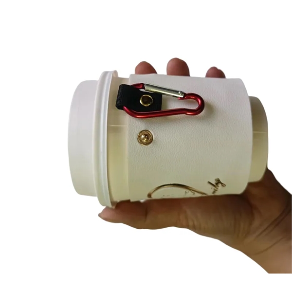 PU leather beverage holder with adjustable pressure button and carabiner, for... from ASI 37218 Athena Promo (tm)