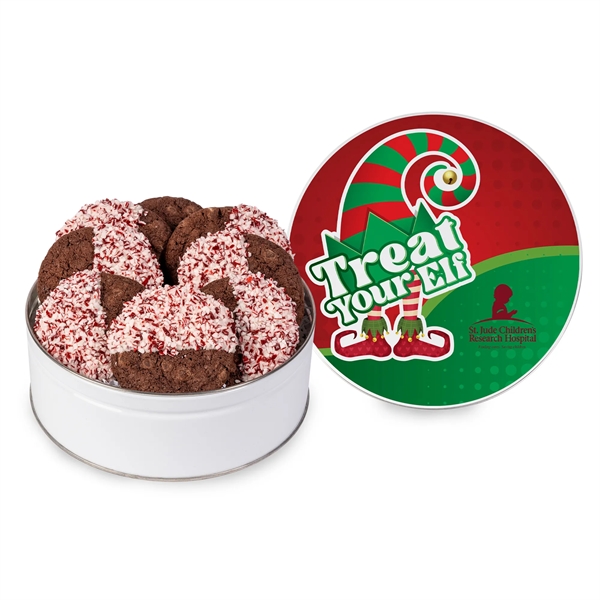 Crushed Peppermint Chocolate French Sable Cookie in Gift Tin... from ASI 44900 NC Custom (CI/Lanco) / Chocolate Inn