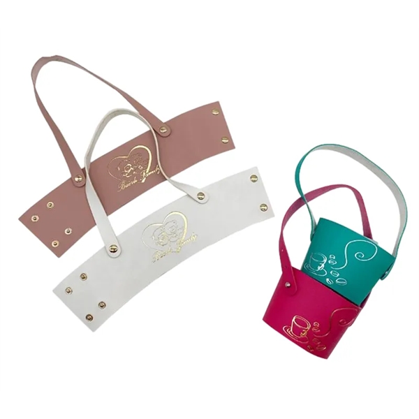 PU leather beverage holder with adjustable pressure button, for capacity 10oz... from ASI 37218 Athena Promo (tm)