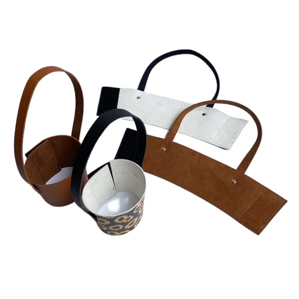PU leather beverage holder with adjustable hook and loop fastener, for... from ASI 37218 Athena Promo (tm)