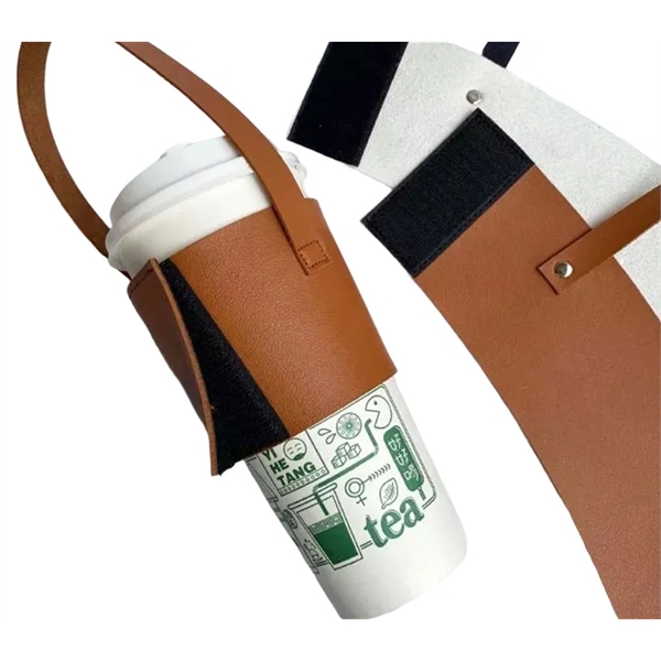 PU leather beverage holder with adjustable hook and loop fastener, for... from ASI 37218 Athena Promo (tm)