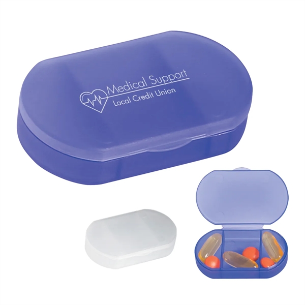 Oval shape pill holder with 3 separate compartments.... from ASI 61125 Hit Promotional Products / Hit®