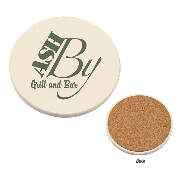 Coaster made of dolomite material with cork bottom... from ASI 61125 Hit Promotional Products / Hit®
