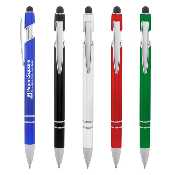 Plunger-action ballpoint pen with a stylus on top... from ASI 61125 Hit Promotional Products / Hit®