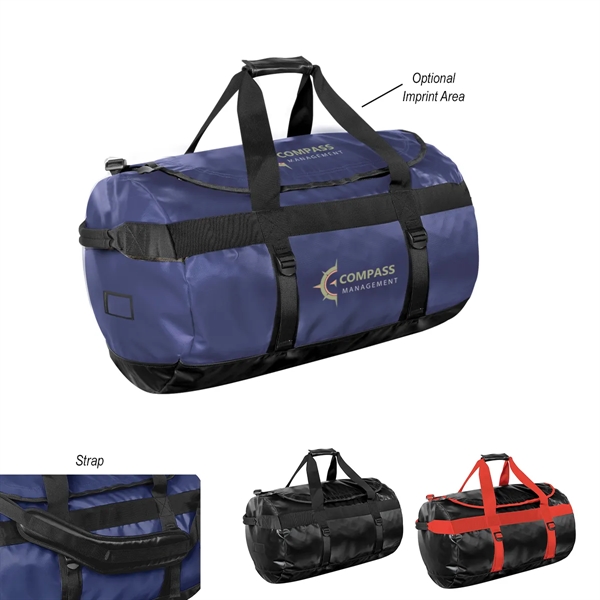 Gear bag with adjustable padded shoulder straps, zippered flap opening, multiple... from ASI 61125 Hit Promotional Products / Hit®