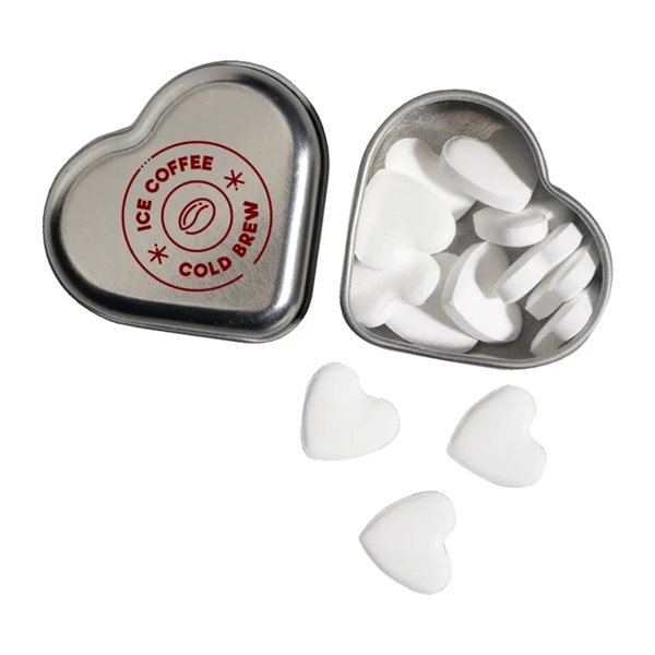 Small heart shaped mint tin, 0.46 oz. containing 13grams / 65... from ASI 37218 Athena Promo (tm)
