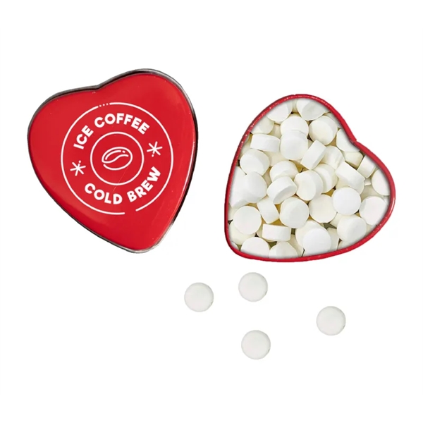 Small heart shaped mint tin, 0.46 oz. containing 13grams / 65... from ASI 37218 Athena Promo (tm)