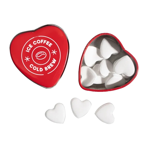 Small heart shaped mint tin, 0.46 oz. containing 13grams / 65... from ASI 37218 Athena Promo (tm)