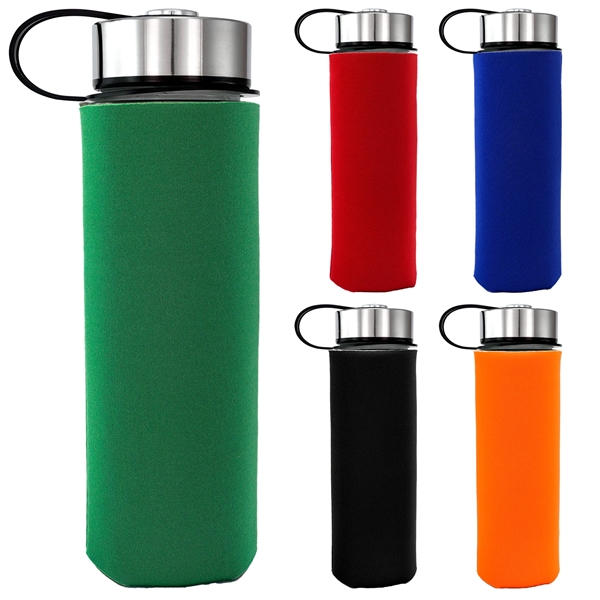 Metal Lanyard Lid 22 oz. Frosted Glass Sleeve Bottle... from ASI 30208 A P Specialties / AP Specialties