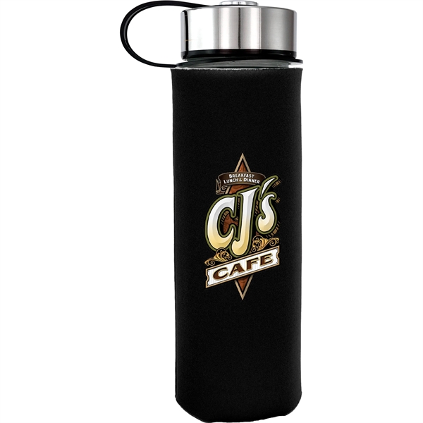 Metal Lanyard Lid 22 oz. Frosted Glass Sleeve Bottle... from ASI 30208 A P Specialties / AP Specialties