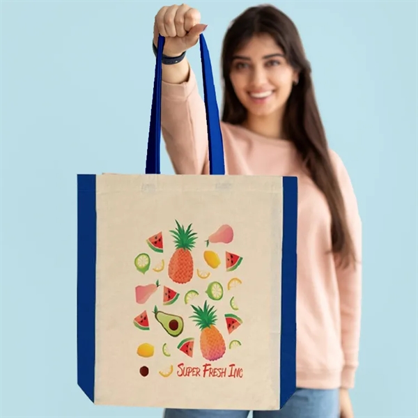 Side Black Color Cotton Tote - This natural tote features matching... from ASI 67557 LimeLight Ent / Limelight USA