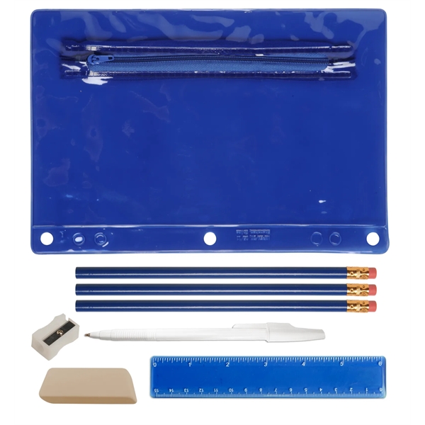 School kit translucent vinyl pouch containing three pencils, a pencil sharpener,... from ASI 52840 Evans Manufacturing