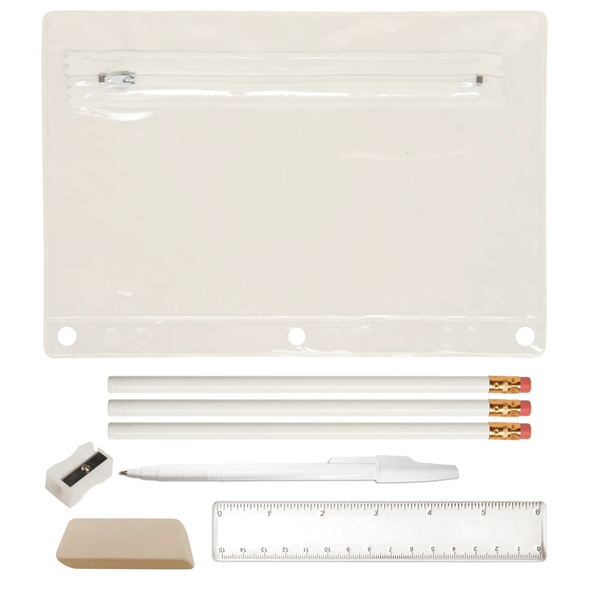 School kit translucent vinyl pouch containing three pencils, a pencil sharpener,... from ASI 52840 Evans Manufacturing